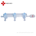 Manifold médico descartável de alta pressão com 3 portas